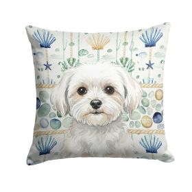 Maltese Coastal Sea Glass Throw Pillow Decorative Indoor Outdoor Accent Cushion for Couch, Bed or Patio, 18Hx18W