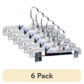 (6 pack) Pant & Skirt Hanger, 2 Pack, Crystal Clear Plastic, Swivel Neck, for All Ages