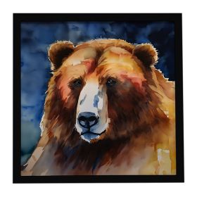 Kodiak Bear Framed Metal Print Bathroom, Kitchen, Office, Home Decor Wall Art Ready to Hang, Square, 8X8