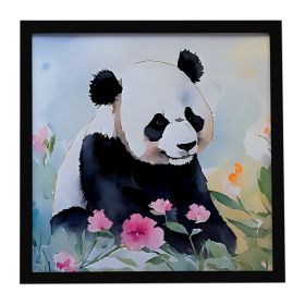 Panda Framed Metal Print Bathroom, Kitchen, Office, Home Decor Wall Art Ready to Hang, Square, 8X8