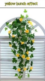 Simulation Plant Morning Glory Ratten For Wall Hanging Decoration (Option: YELLOW)