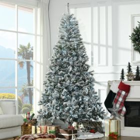 7.5' Prelit Artificial Flocked Christmas Trees (Option: Green-1180x360x380 mm)