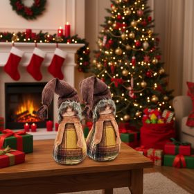 2PCS Set Christmas Gnome Table Decorations 5.9x5.9x18.9in Festive Fall Thanksgiving And Seasonal Home Accents (Option: Brown and Yellow)