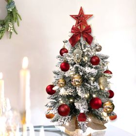 2ft Mini Christmas Tree With Light Artificial Small Tabletop Christmas Decoration With Flocked Snow, Exquisite Decor & Xmas Ornaments For Table T (Option: RED)