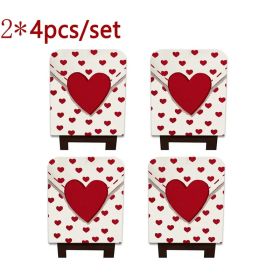 Red Heart Stretch Dining Chair Covers 4-8-12 PCS Washable Chair Protectors (Option: 8pcs)