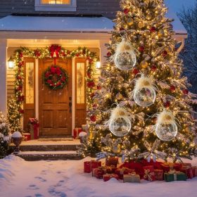 4PCS Set 4.7in Christmas Glass Ball Ornaments For Wall Hanging Tree Holiday Home Decorations (Option: Multi)