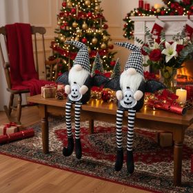 2PCS Set Christmas Gnome Decorations 4.3x3.5x23.5in Festive Sitting Gnomes With Wings & Stylish Plaid Hats, Perfect For Unique Seasonal Decor (Option: Black and White)