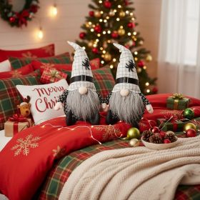2PCS Set Christmas Gnome Table Decor 10.2x5.5x23.5in Charming Fabri Gnomes With White Hats Festive Perfect For Unique Seasonal Decoration Ideal F (Option: Black and White)