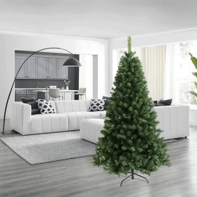 Pre-lit Christmas Tree 6ft Artificial Hinged Xmas Tree With Foldable Stand (Option: GREEN)