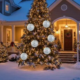 6PCS Set 3.9in Christmas Glass Ball Ornaments Tree Hanging Decor Holiday Home Party Set (Option: White)
