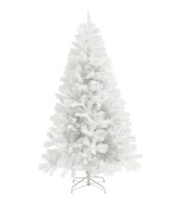 HOMCOM 9ft Tall Artificial Christmas Tree, Unlit Xmas Tree With 2132 Branch Tips, Auto Open, Steel Base, Holiday  For Home Office, White (Option: White)