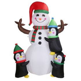 1Pc 5.9FT Christmas Inflatable Outdoor Decoration Snowman Penguin Blow Up Yard Decoration With LED Light Built-in Air Blower For Winter Holiday X (Option: White)