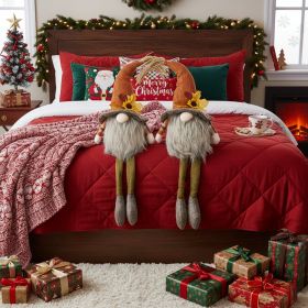 2PCS Set Christmas Gnome Decorations 5.5x3.5x20.5in Fabric Sitting Gnomes With Orange Hat & Maple Leaf Ideal For Fall Harvest & Thanksgiving Deco (Option: Orange Multi)