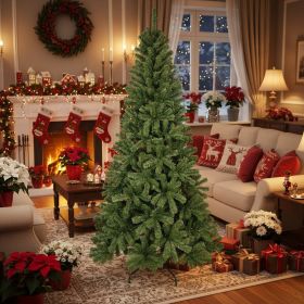 7FT Christmas Tree With 774 PVC Tips Hinged Metal Stand Natural Green Artificial Plant Holiday Decor For Office Apartment Party Use (Option: GREEN)