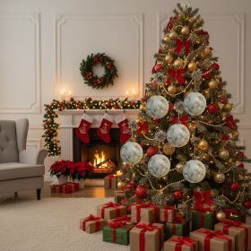 6PCS Set 3.9in Christmas Glass Ball Ornaments Holiday Tree Hanging Decor Home Party Baubles (Option: White)