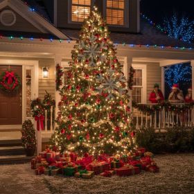 2PCS Set 17.7in Large Wood Christmas Snowflake Ornaments Rustic Tree & Wall Decor Holiday Home Display (Option: BROWN)