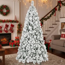 4FT Flocked Christmas Tree With 350 Tips Artificial Plant Snowy PVC Branches Stable Metal Stand Easy Setup Holiday Decor (Option: Green and White)