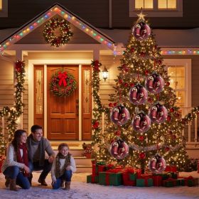 6PCS Set 3.9in Christmas Tree Hanging Decorations 3.9x3.9x3.9in Christmas Glass Ball Ornaments Tree Hanging Decor For Holiday Parties & Trees (Option: RED)