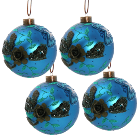 4-piece 4.7-inch Christmas Glass Ball Ornaments For Tree Decoration, Shiny Festive Party Supplies, Tree Decorations, FBA Shipping, Prohibited Fro (Option: 4Pcs)