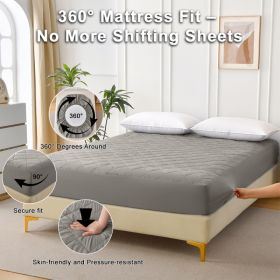 Diamond Grid Ultrasonic Waterproof Mattress Protector (Option: Gray-Q)