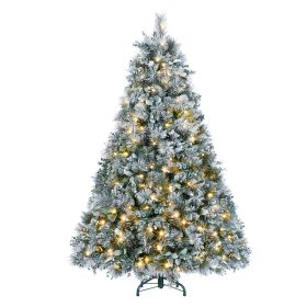 4FT Snow Flocked Christmas Tree Premium Artificial Christmas Tree With 404 Mixed PE Leaves & Tips, Small Realistic Full Pine Unlit Faux Xmas Tree (Option: 4ft with lights)