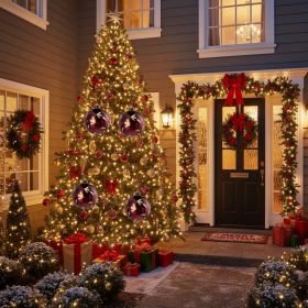 4PCS Set 4.7in Christmas Tree Glass Ball Ornaments Shiny Hanging Tree Decor Holiday Party Home Decor (Option: RED)