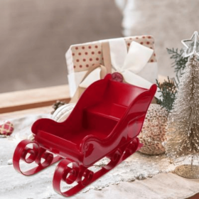 Red Santa Sleigh Christmas Fireplace Decoration Collectible (Option: RED)