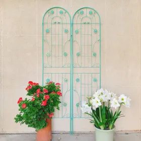 2 Pack Metal Garden Trellis 86.7" X 19.7" Rustproof Trellis For Climbing Plants Outdoor Flower Support (Option: GREEN)