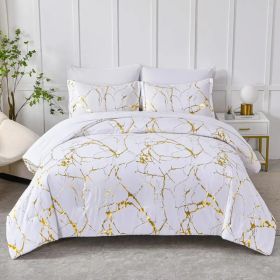Marble White Duvet Cover Set (Option: King)