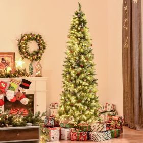 Pre-Lit Snow-Dipped Artificial Christmas Tree with Realistic Branches (Option: Green-1020x330x350 mm)