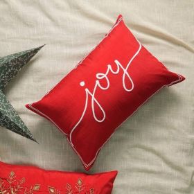 Polyester Lumber Pillow With Embroidery Work Soft & Stylish Accent (Option: RED)