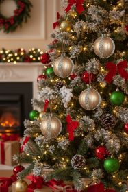 6PCS Set 3.9in Christmas Ball Ornaments Glass Hanging Ball Tree Decor Party Holiday Home Decor (Option: Gold)