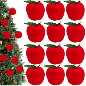 12Pcs Mini Christmas Ornament 2.1in Foam Red  Ball Ornament Pendants Xmas Tree Hanging Decorations For Holiday Party Supplies (Option: RED)