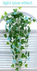 Simulation Plant Morning Glory Ratten For Wall Hanging Decoration (Option: Light Blue)