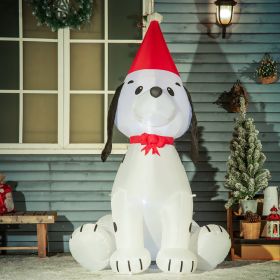 Christmas Inflatables Outdoor Decorations Puppy Dog Wearing a Santa Hat (Option: White-210x95x255 mm)