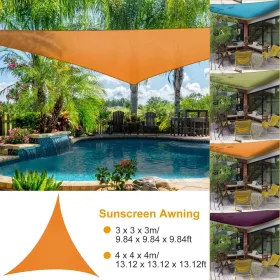 9.84ft Shade Sail Patio Cover Shade Canopy Camping Sail Awning Sail Sunscreen Shelter Triangle Cover (Option: Orange)