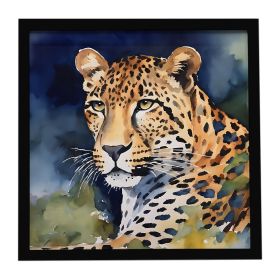 Leopard Framed Metal Print Bathroom, Kitchen, Office, Home Decor Wall Art Ready to Hang, Square, 8X8 (Default: Default)