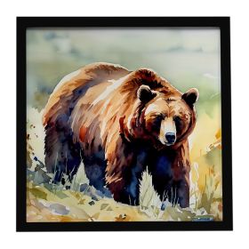 Grizzly Bear Framed Metal Print Bathroom, Kitchen, Office, Home Decor Wall Art Ready to Hang, Square, 8X8 (Default: Default)