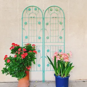 2 Pack Metal Garden Trellis 71" X 19.7" Rustproof Trellis For Climbing Plants Outdoor Flower Support (Option: GREEN)