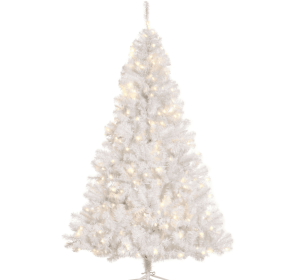 6ft White Christmas Tree Pre Lit PVC With Metal Stand 250 Warm White LED Tips For Home Decoration (Option: White)