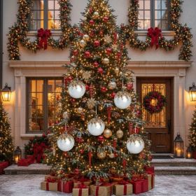 6PCS Set 3.9in Glass Christmas Tree Ball Ornaments Holiday Party Decor Tree Hanging Balls (Option: Multi)