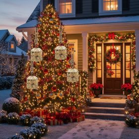 4PCS Set Christmas Bells Iron Hanging Ornaments 5.5x5.5x7.5in Tree Hang Holiday Party Tree Decor (Option: Gold)