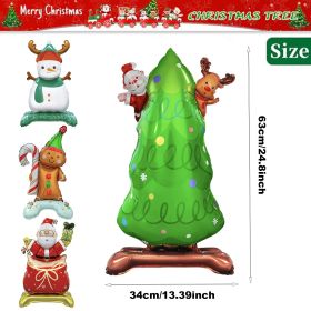 8 Packs Christmas Mylar Balloons With Base Balloon Xmas Tree Santa Snowman 3D Foil Balloons Standing Balloon Decorations For Christmas Birthday W (Option: 8Packs)