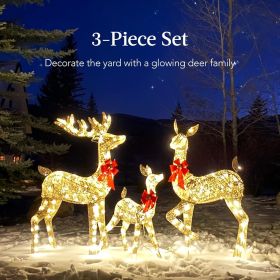 Golden Christmas Reindeer Set - 3-Piece Holiday Decoration (Option: Gold)